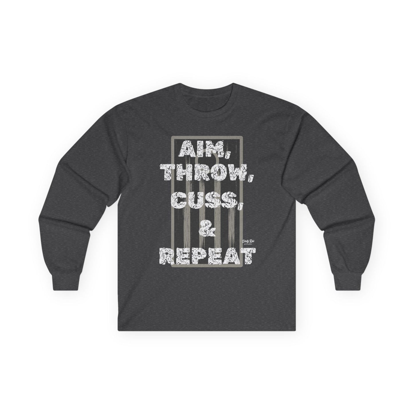 Aim, Throw, Cuss, Repeat Cornhole | Long Sleeve Tee