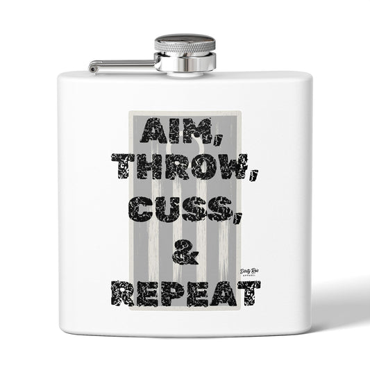 Aim, Throw, Cuss, Repeat Cornhole | Flask