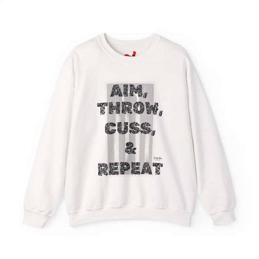 Aim, Throw, Cuss, Repeat Cornhole | Crewneck Sweatshirt