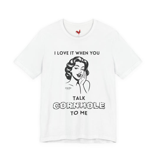 Talk Cornhole to Me T-Shirt – Funny Vintage-Style Cornhole Tee for Game Night Trash Talkers