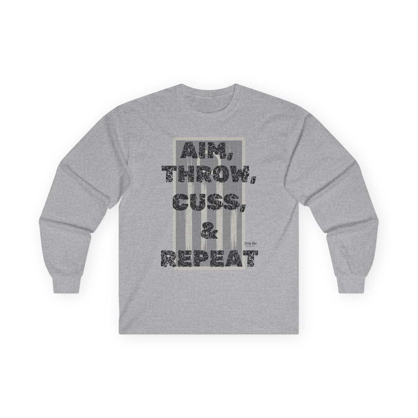 Aim, Throw, Cuss, Repeat Cornhole | Long Sleeve Tee