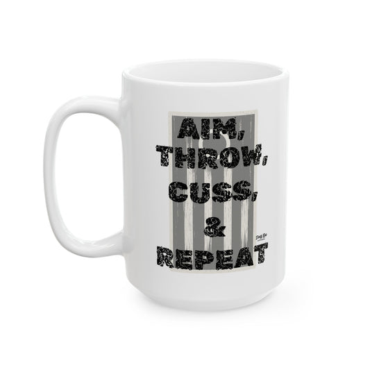 Aim, Throw, Cuss, Repeat Cornhole | Coffee Mug