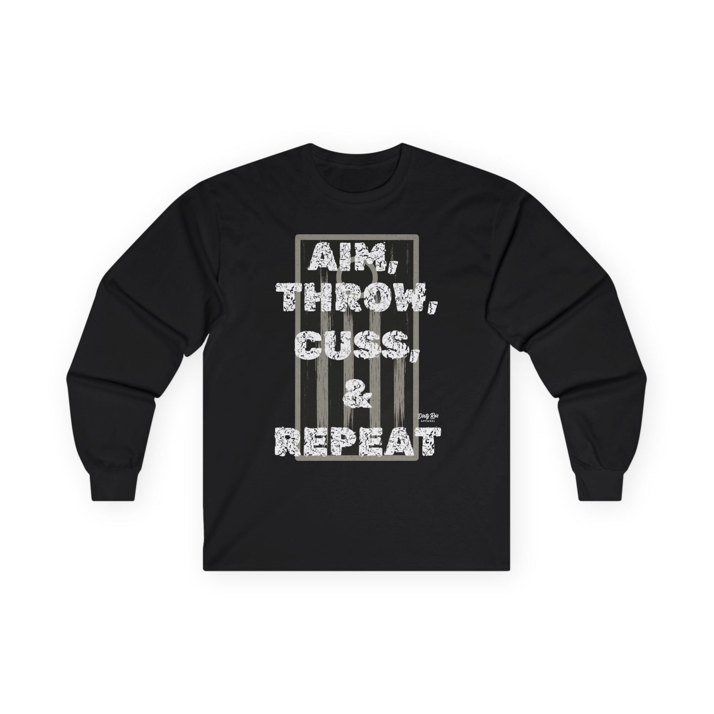 Aim, Throw, Cuss, Repeat Cornhole | Long Sleeve Tee