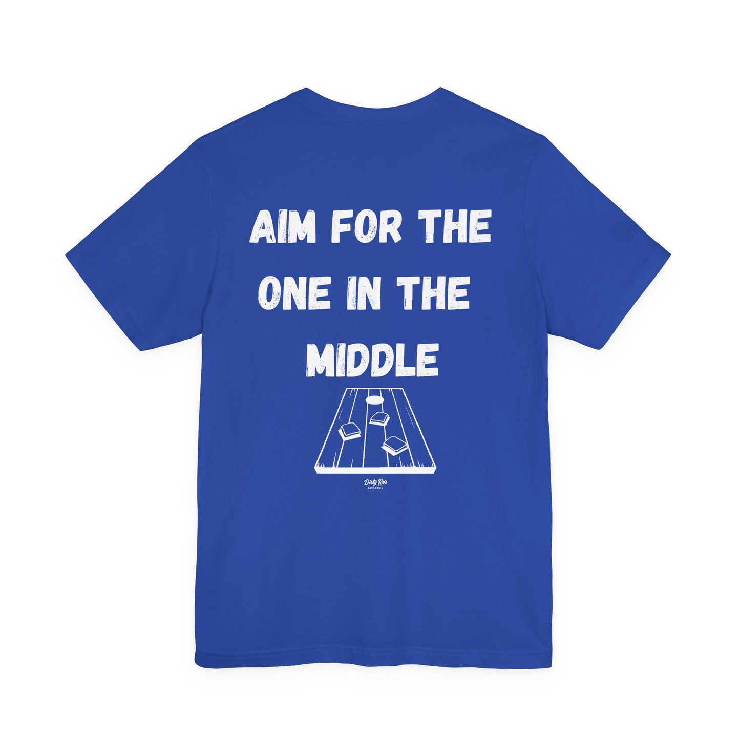 Aim For The One in the Middle – Funny Aim Tee, Cornhole Party Shirt, Casual Outdoor Vibes