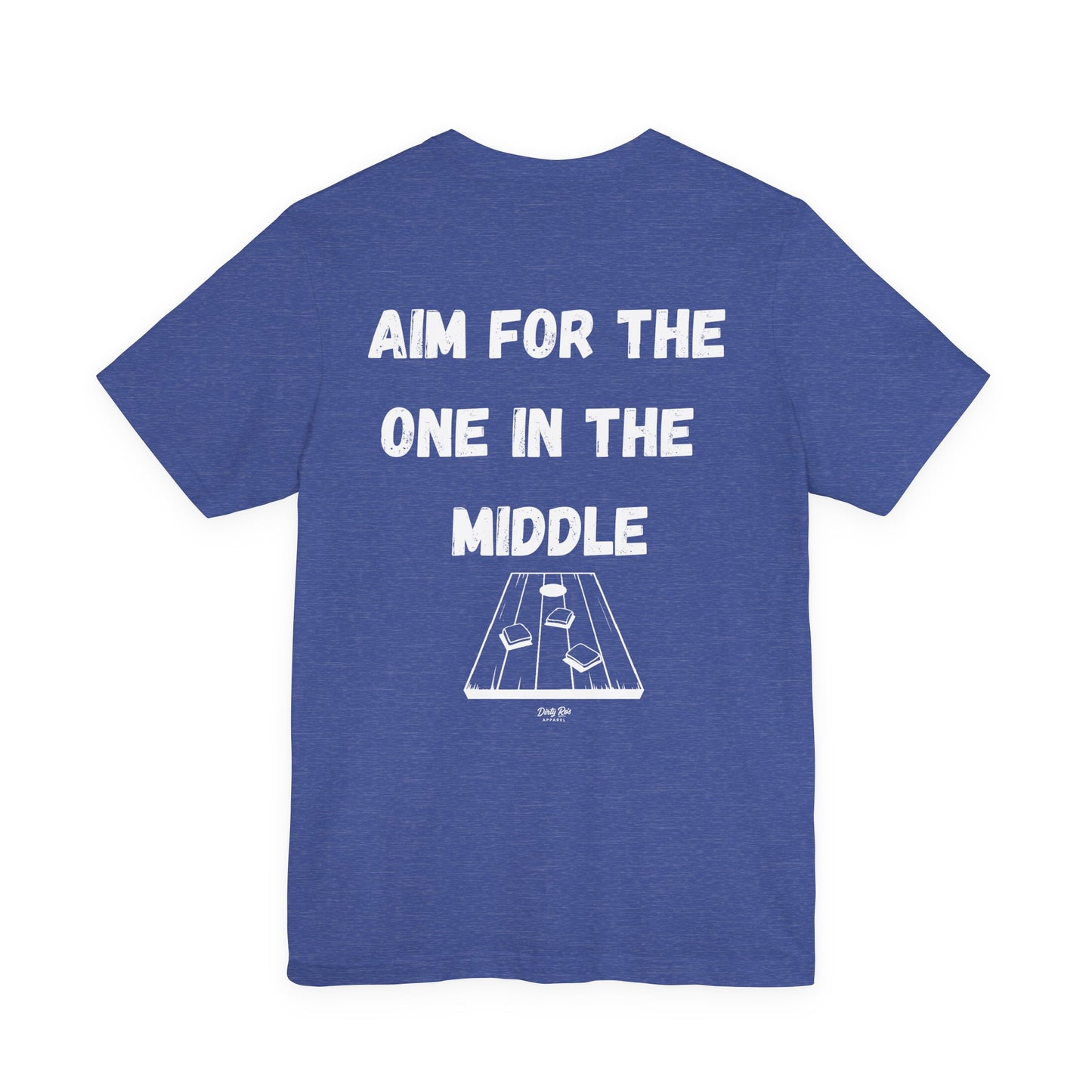 Aim For The One in the Middle – Funny Aim Tee, Cornhole Party Shirt, Casual Outdoor Vibes