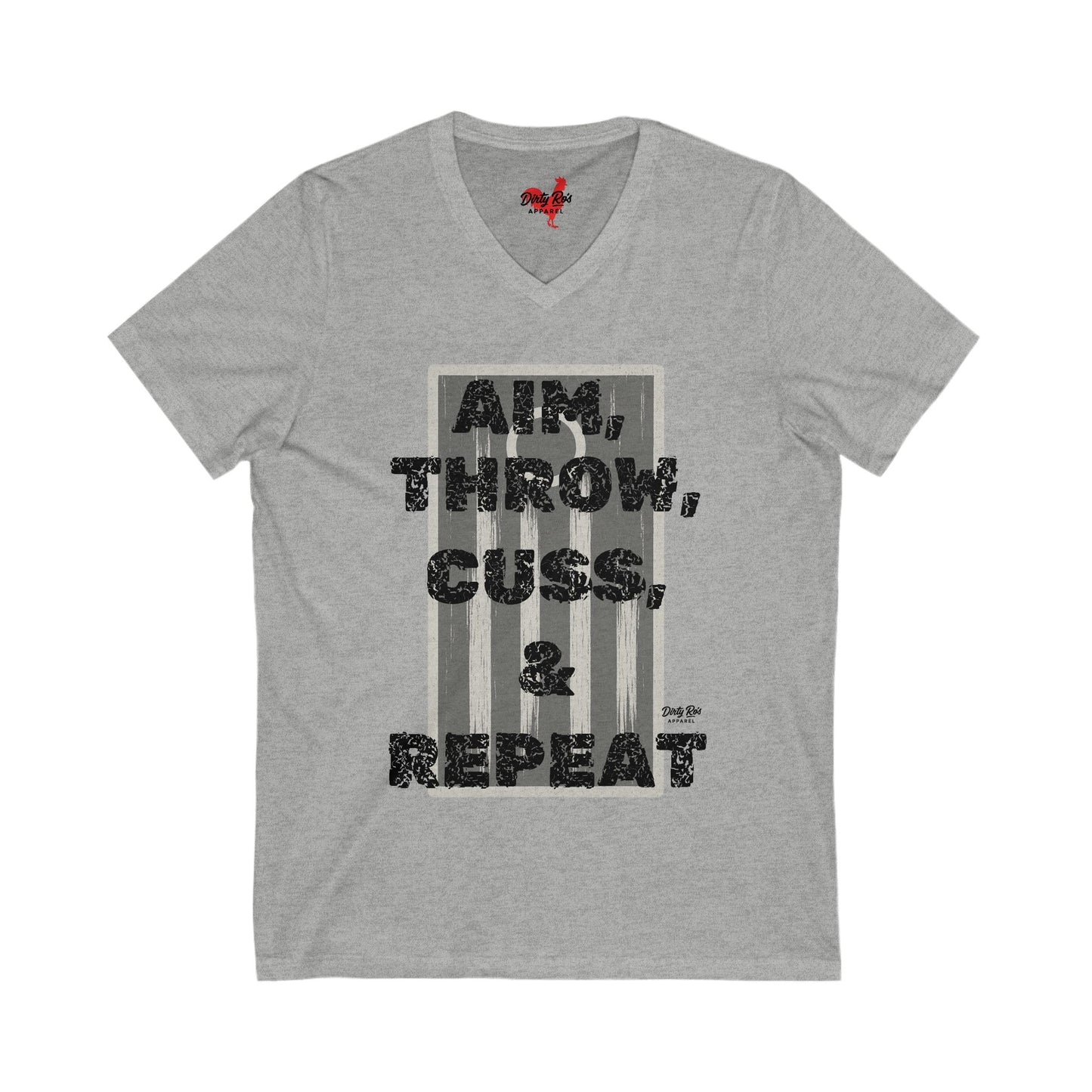 Aim, Throw, Cuss, Repeat Cornhole | V-Neck Tee