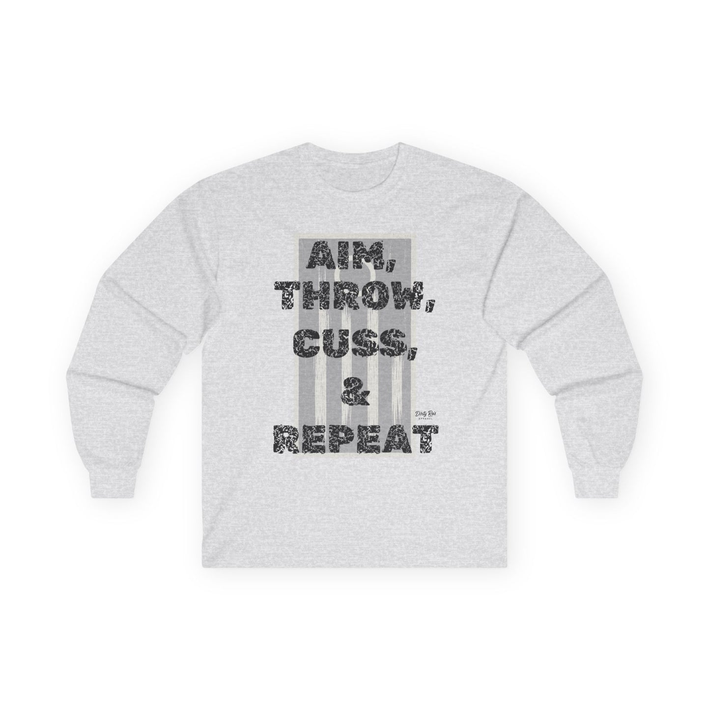 Aim, Throw, Cuss, Repeat Cornhole | Long Sleeve Tee