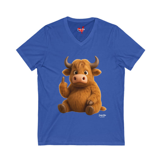 Fuzzy Cow FU | V-Neck Tee