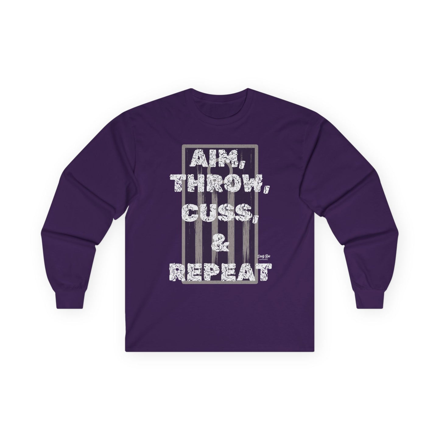 Aim, Throw, Cuss, Repeat Cornhole | Long Sleeve Tee