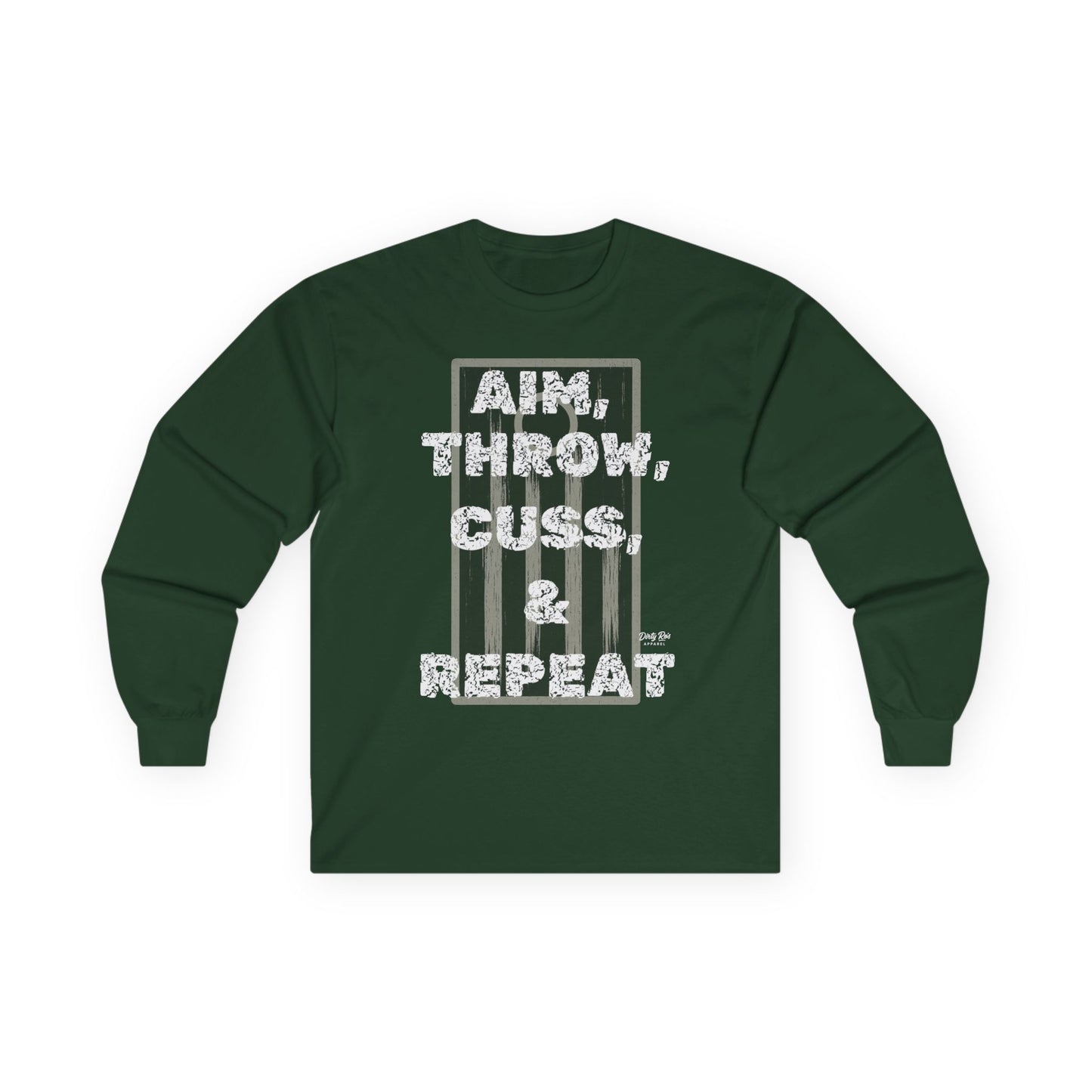 Aim, Throw, Cuss, Repeat Cornhole | Long Sleeve Tee