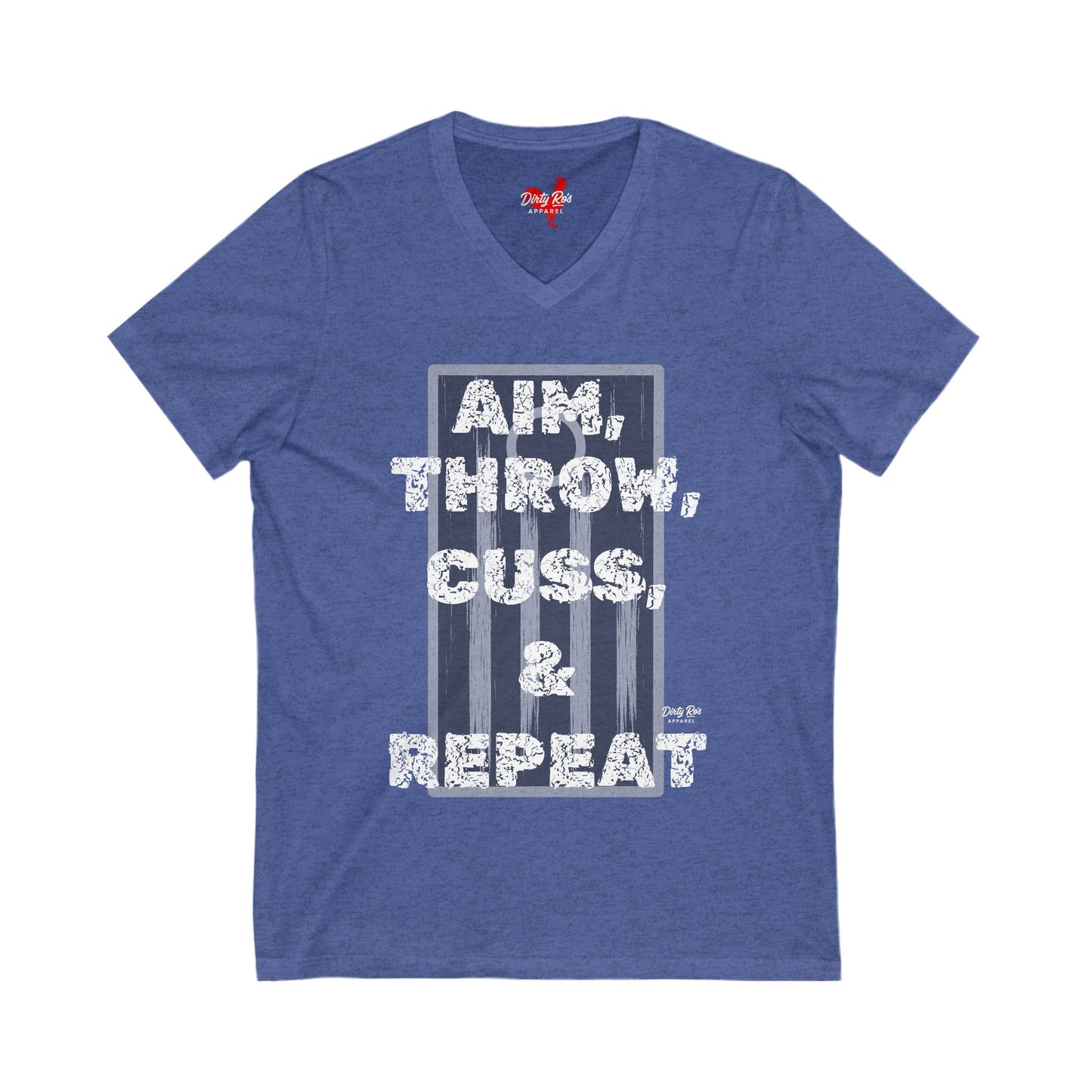 Aim, Throw, Cuss, Repeat Cornhole | V-Neck Tee