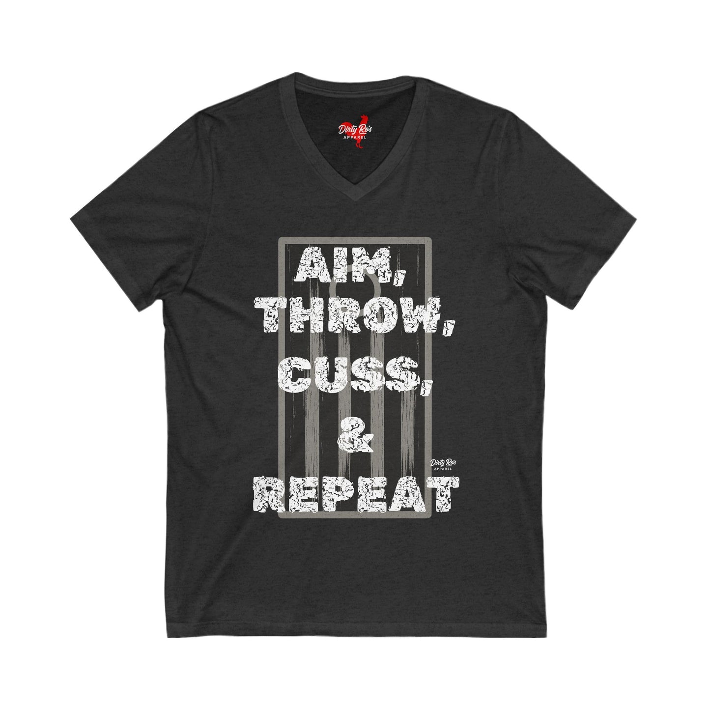 Aim, Throw, Cuss, Repeat Cornhole | V-Neck Tee