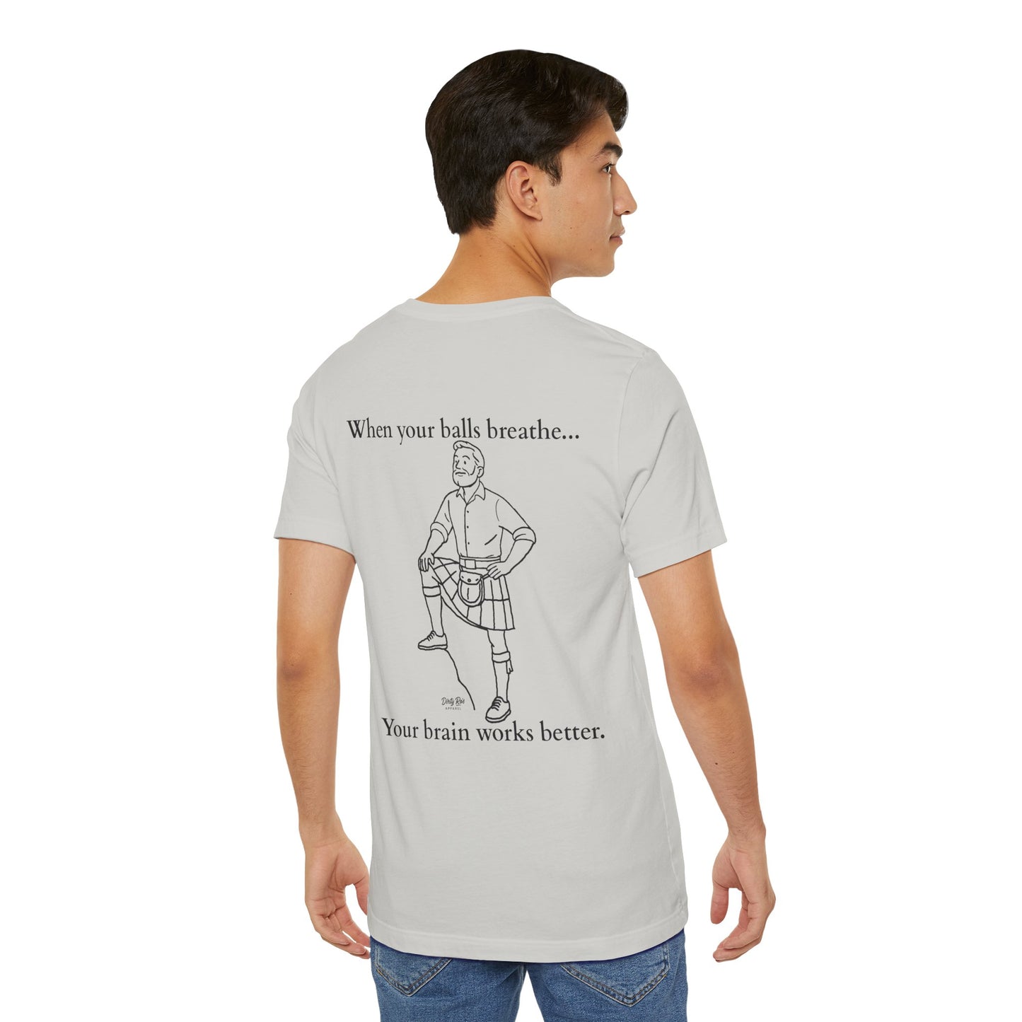 Let Your Balls Breathe Kilt Shirt – Funny Men’s Scottish Tee with Brainpower Bonus