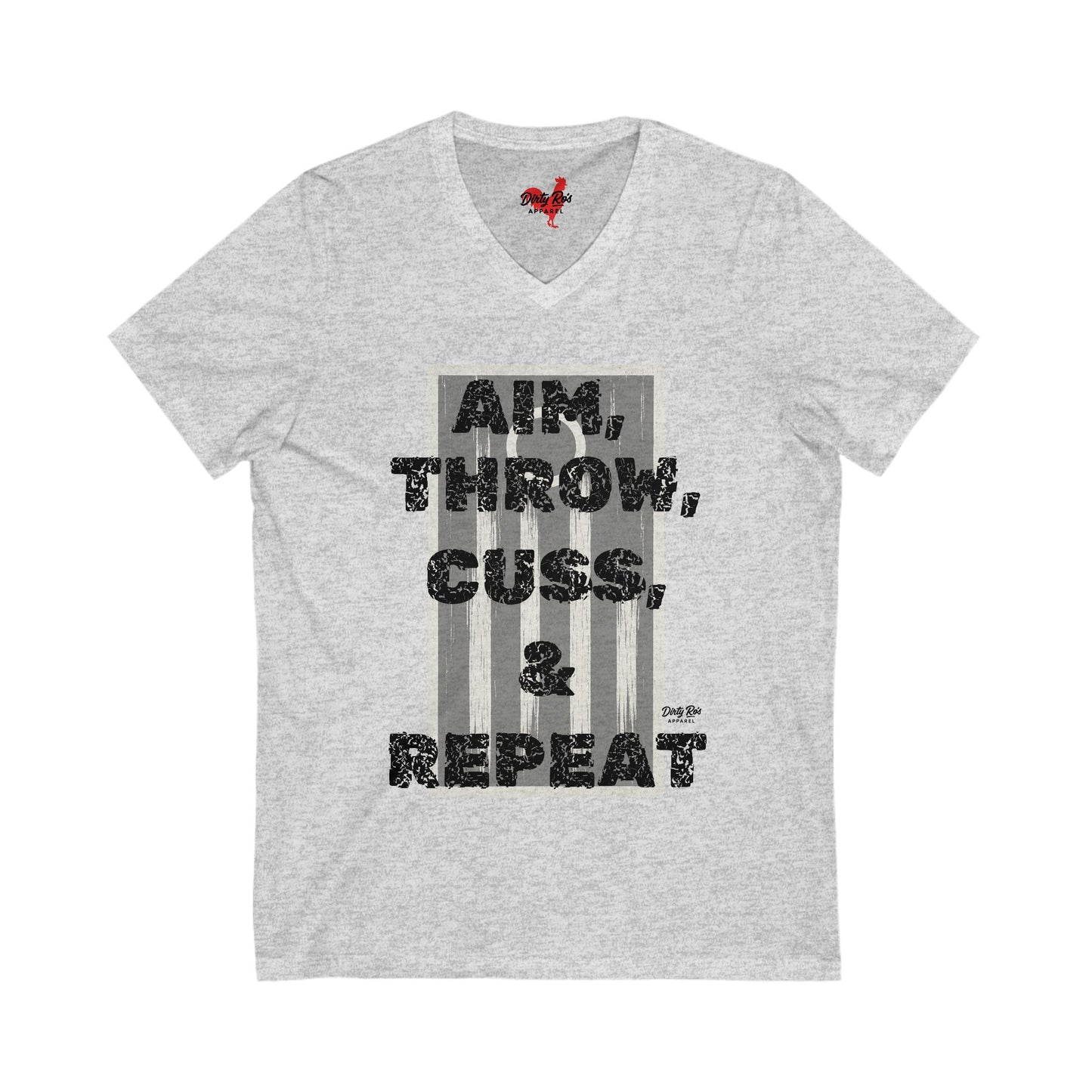 Aim, Throw, Cuss, Repeat Cornhole | V-Neck Tee