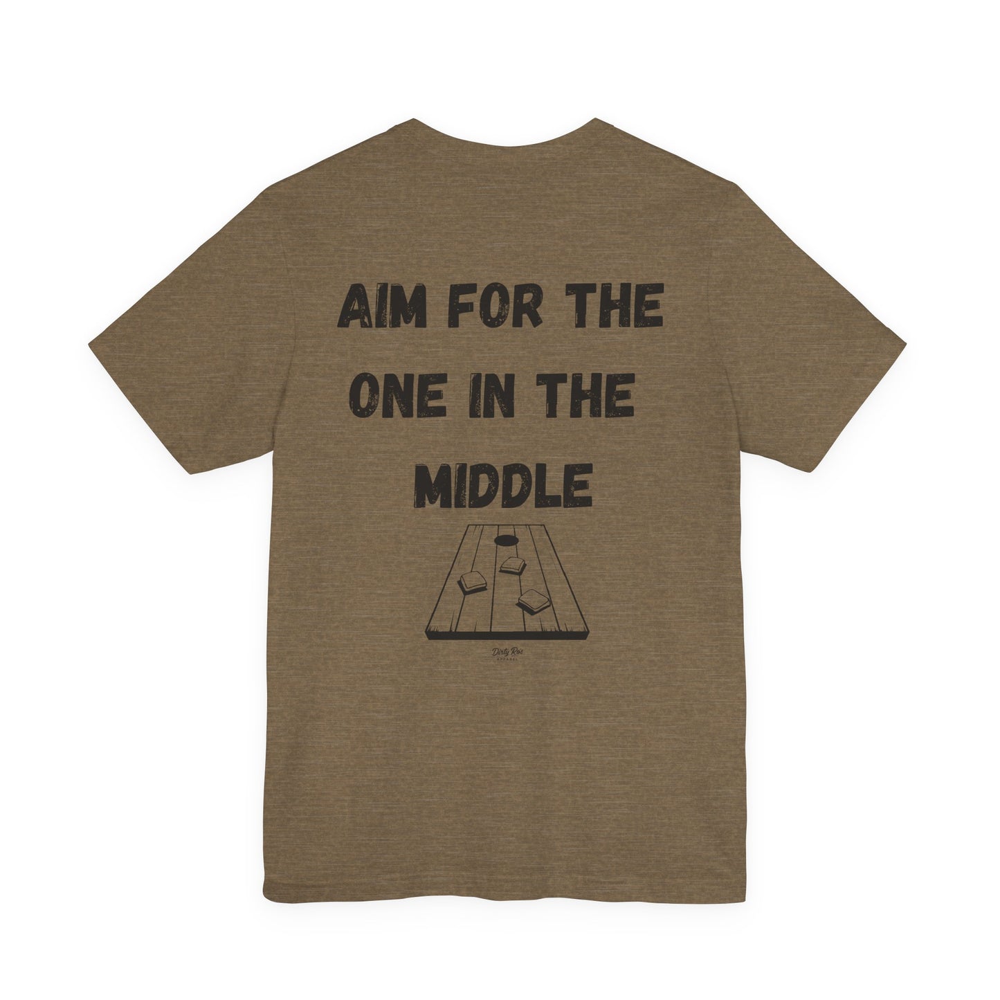 Aim For The One in the Middle – Funny Aim Tee, Cornhole Party Shirt, Casual Outdoor Vibes