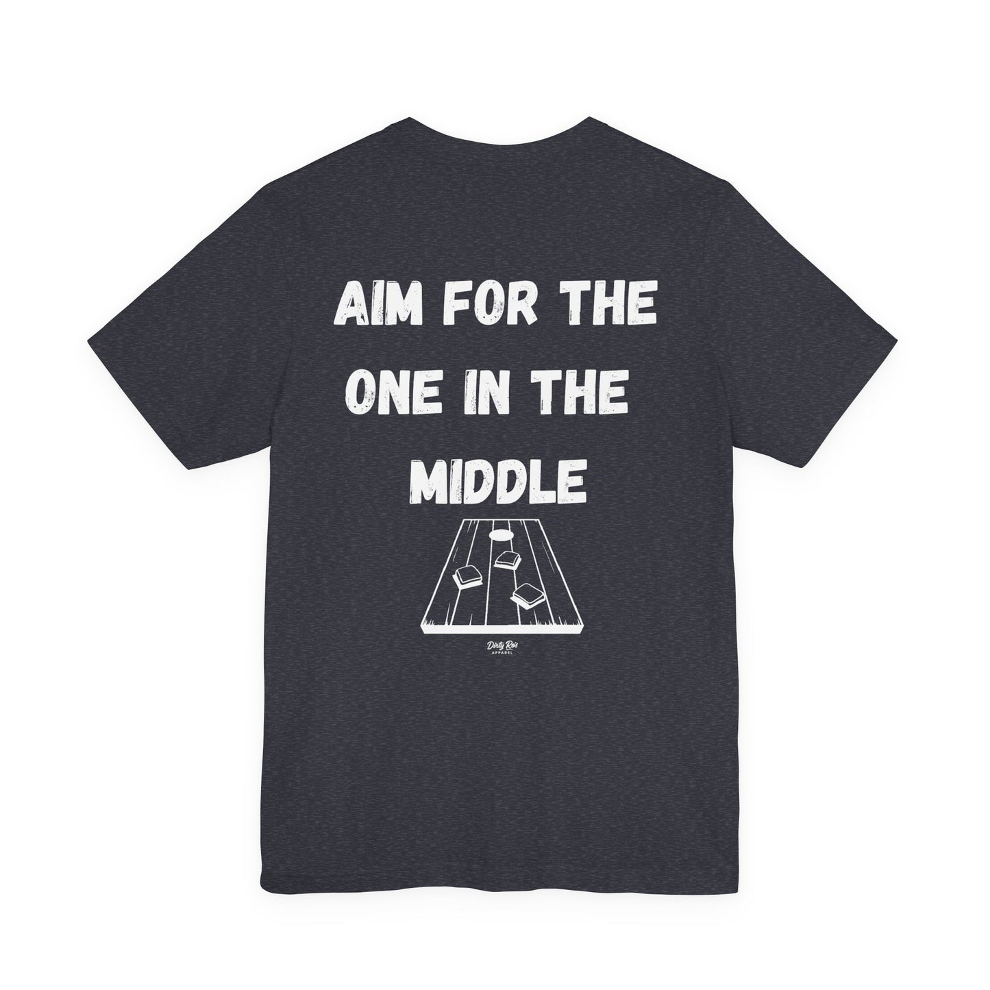 Aim For The One in the Middle – Funny Aim Tee, Cornhole Party Shirt, Casual Outdoor Vibes