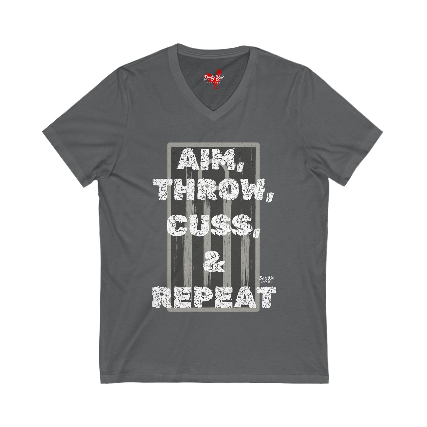 Aim, Throw, Cuss, Repeat Cornhole | V-Neck Tee