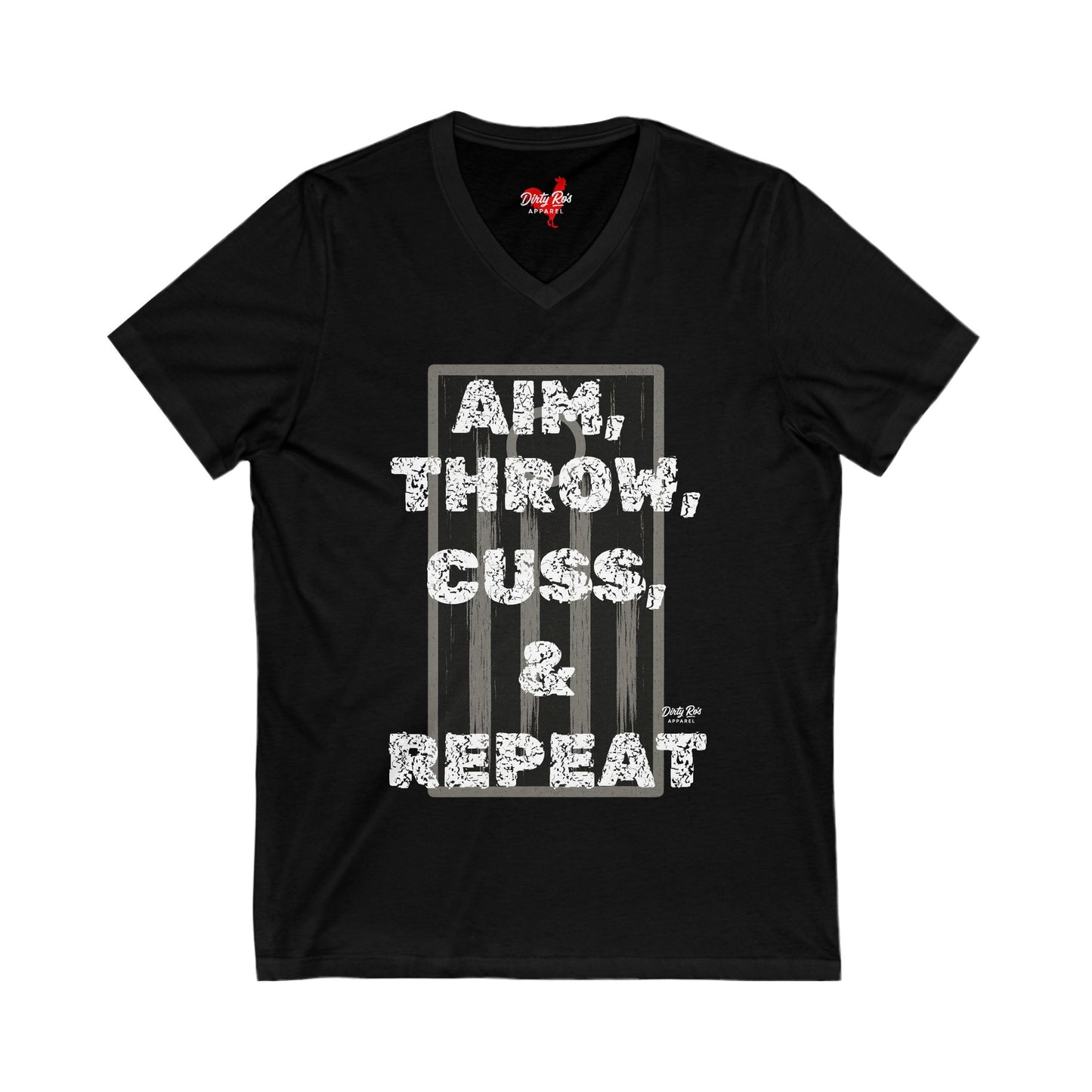 Aim, Throw, Cuss, Repeat Cornhole | V-Neck Tee