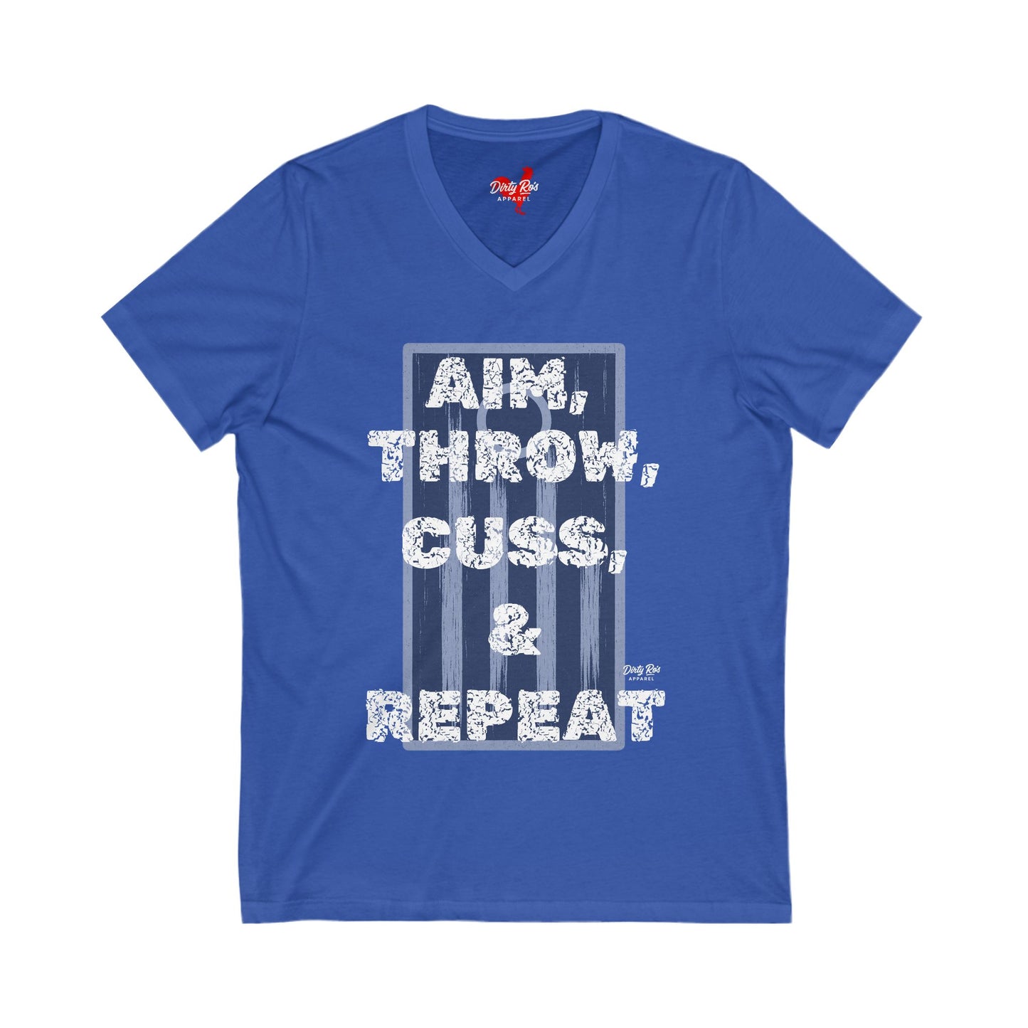 Aim, Throw, Cuss, Repeat Cornhole | V-Neck Tee
