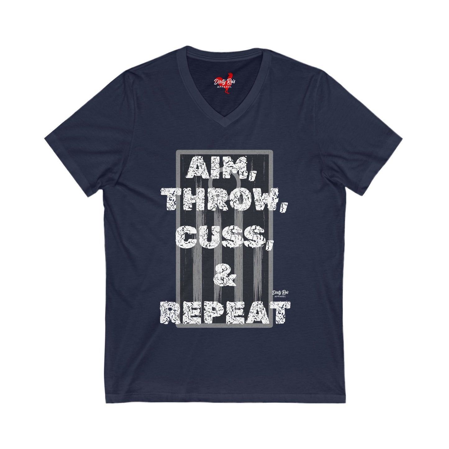 Aim, Throw, Cuss, Repeat Cornhole | V-Neck Tee