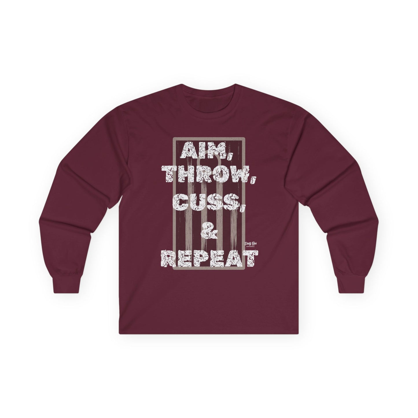 Aim, Throw, Cuss, Repeat Cornhole | Long Sleeve Tee