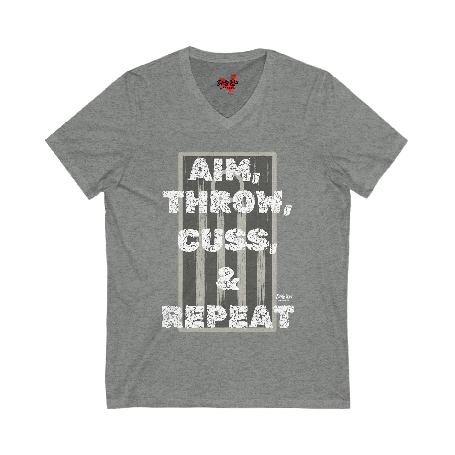 Aim, Throw, Cuss, Repeat Cornhole | V-Neck Tee
