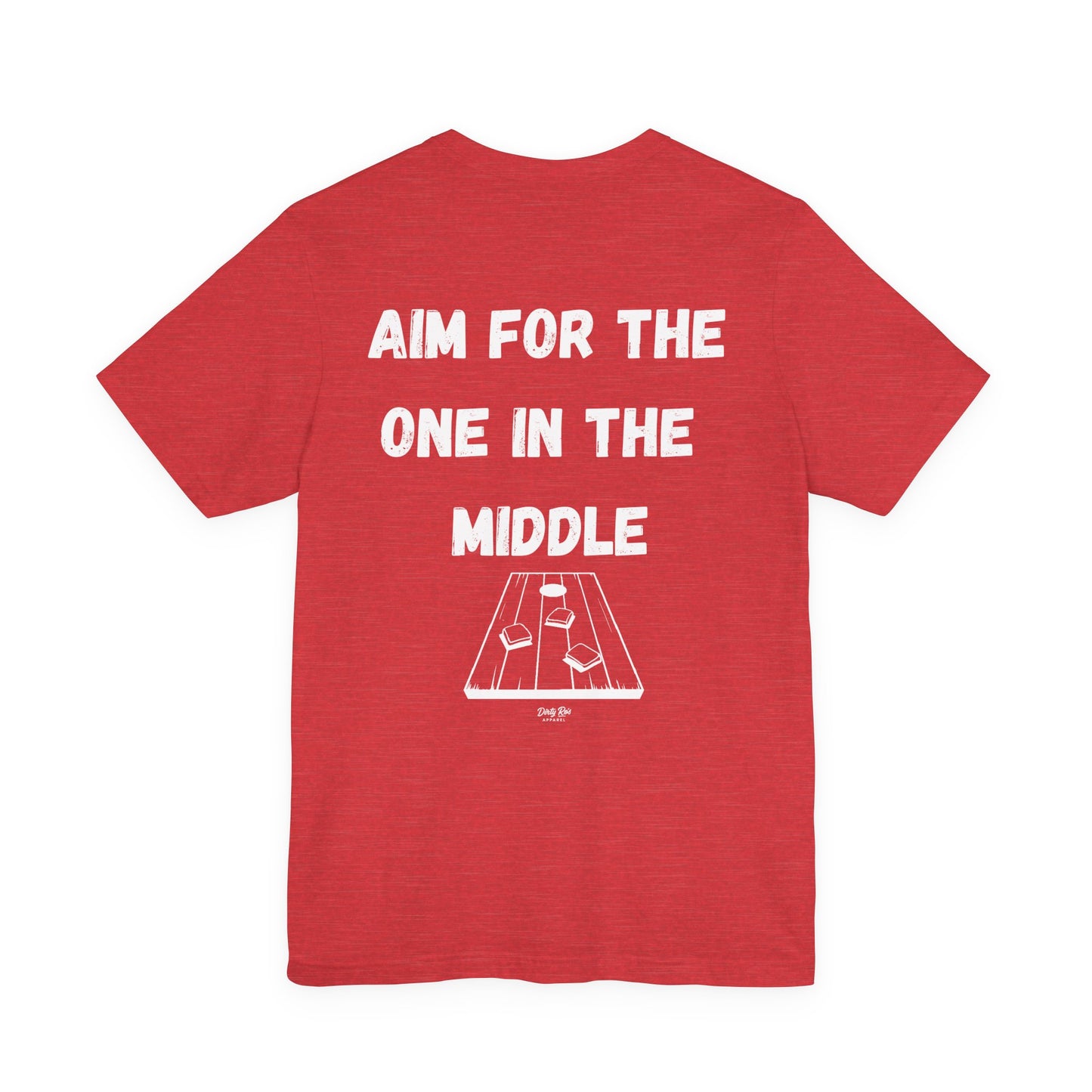 Aim For The One in the Middle – Funny Aim Tee, Cornhole Party Shirt, Casual Outdoor Vibes