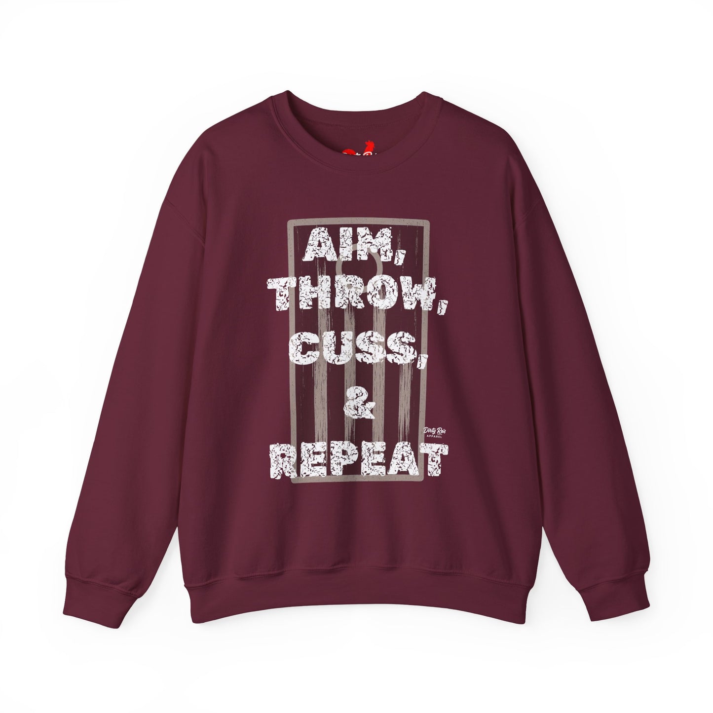 Aim, Throw, Cuss, Repeat Cornhole | Crewneck Sweatshirt
